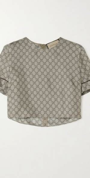 cropped gucci|GUCCI GG Supreme cropped printed silk.